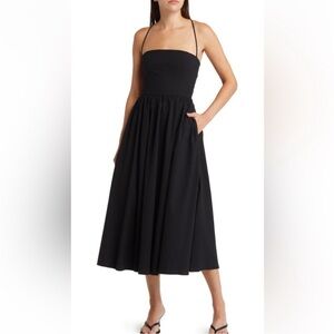 Reformation NEW Kaede poplin midi dress black size 8